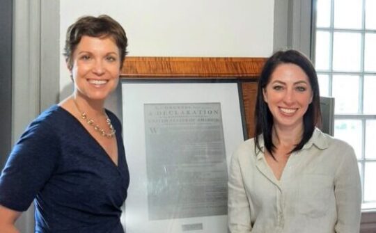 Adelle Gabrielson, RiverWoods Exeter's Marketing Manager on left with Jennifer Carr, Interim Executive Director of American Independence Museum