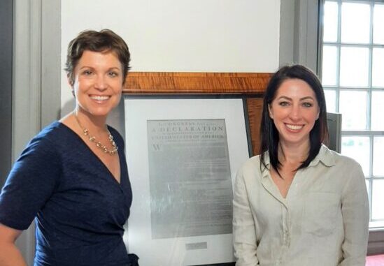 Adelle Gabrielson, RiverWoods Exeter's Marketing Manager on left with Jennifer Carr, Interim Executive Director of American Independence Museum